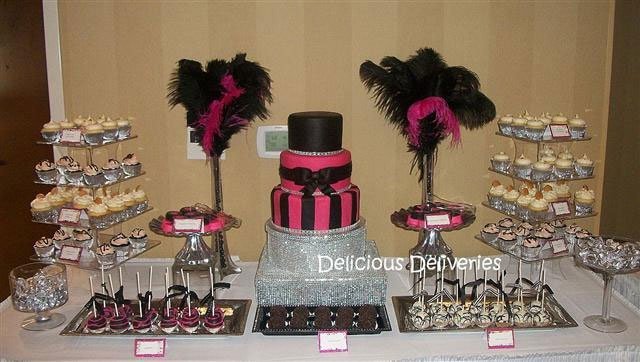 candy bar mariage, weeding cake pink and black